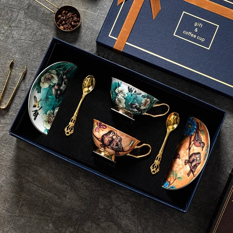 Bone China Coffee Cup Set, Rustic Style Afternoon Tea Cup, High Aesthetic Value, Light Luxury, Exquisite Gift